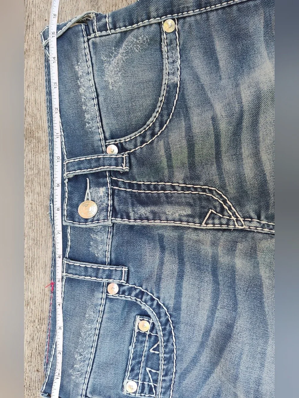 VINTAGE True Religion Slim Jeans Men Sz 29 White Stitched Denim Jeans Y2K